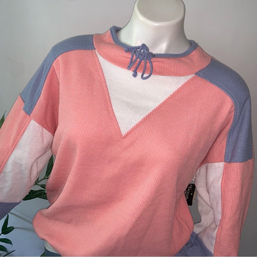 v i n t a g e :: Sporty Slouchy Ribbed Colorblock Sweatshirt NOS - Picture 10 of 13